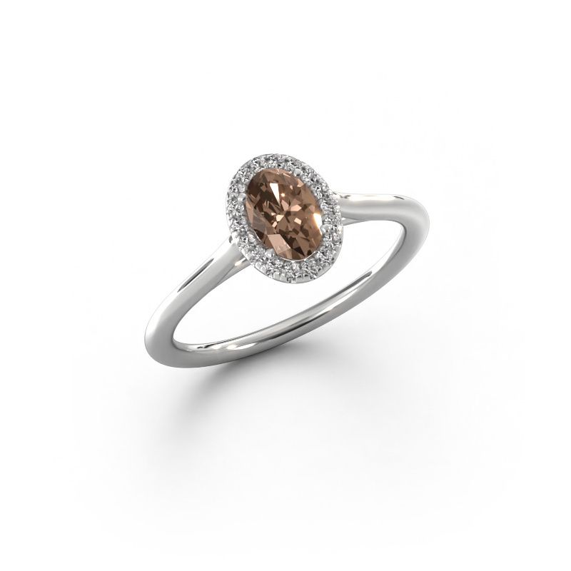 Verlovingsring Seline ovl 1 950 platina bruine diamant 0.49 crt