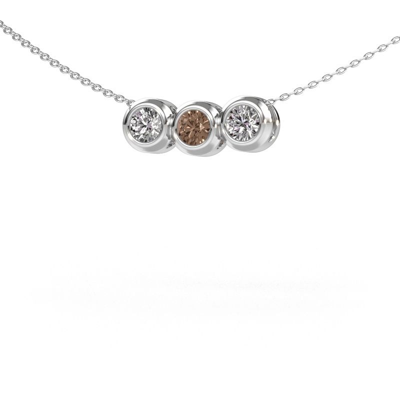 Collier Kim 3 585 or blanc diamant brun 0.75 crt
