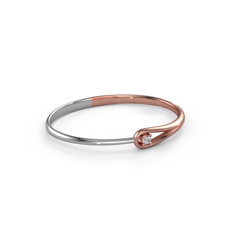 Bracelet jonc Zara 585 or rose diamant synthétique 0.25 crt