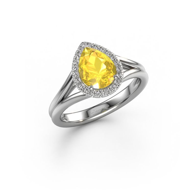 Bague de fiançailles Verla pear 1 950 platine saphir jaune 8x6 mm