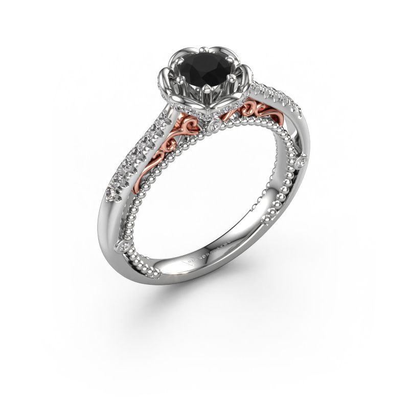 Aanzoeksring Abbey 585 witgoud zwarte diamant 0.642 crt