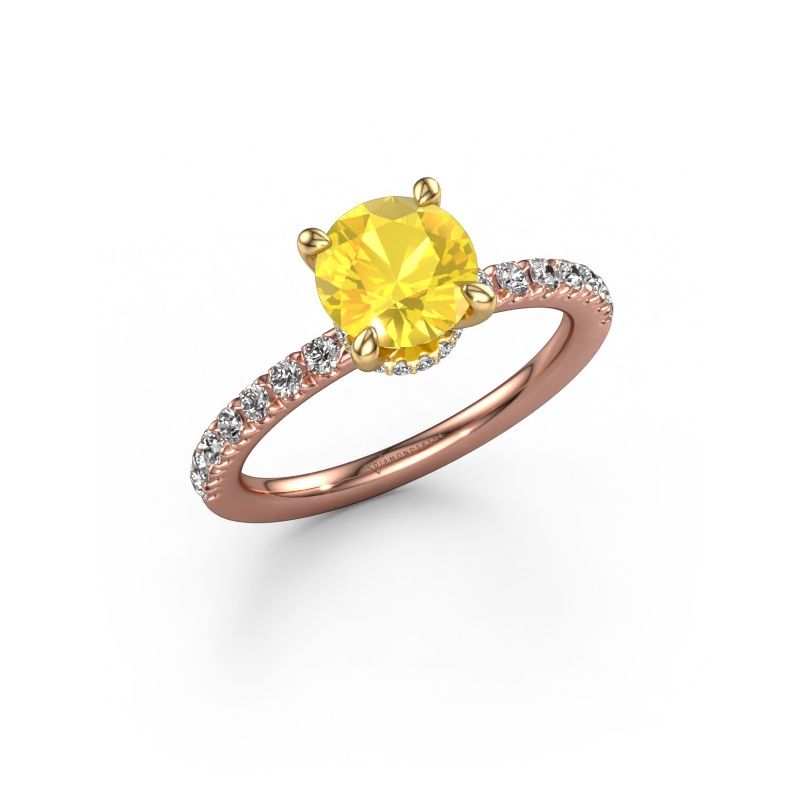 Verlobungsring Crystal rnd 4 585 Roségold Gelb Saphir 7 mm