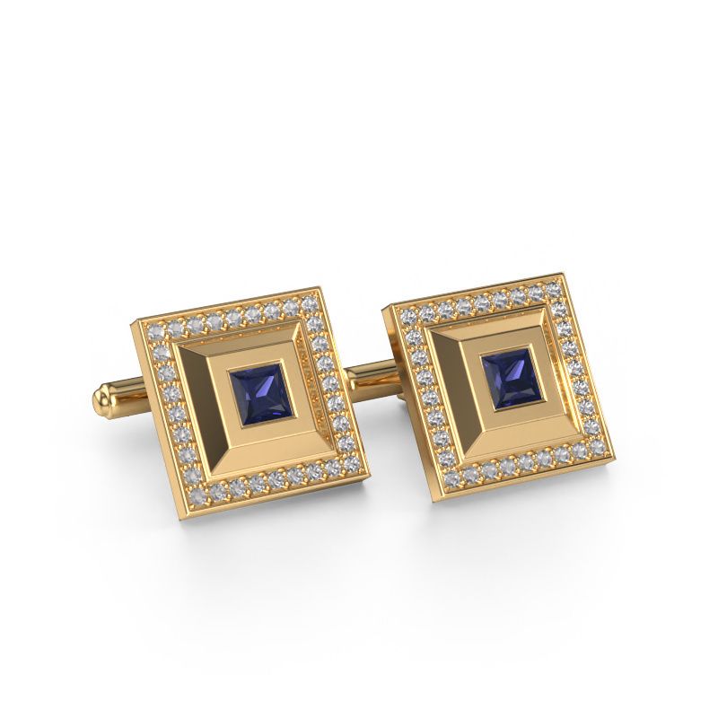 Cufflinks Joris 585 gold sapphire 4 mm