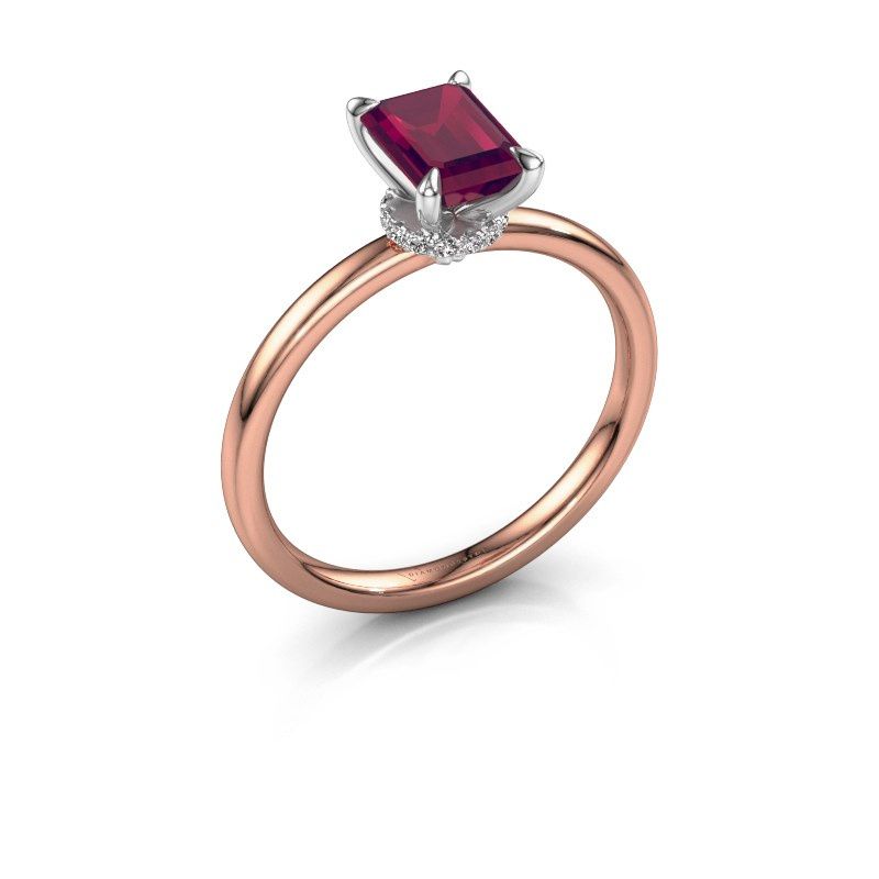 Afbeelding van Verlovingsring Crystal EME 3 585 rosé goud rhodoliet 7x5 mm