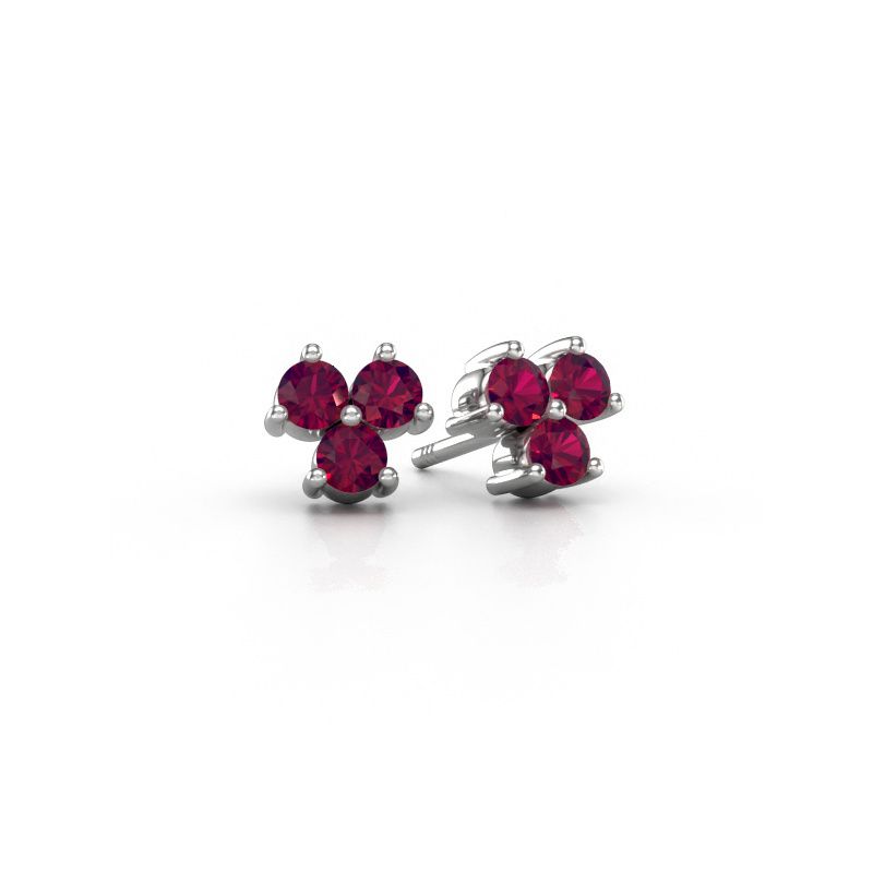Clous d'oreilles Shirlee 585 or blanc rhodolite 3 mm