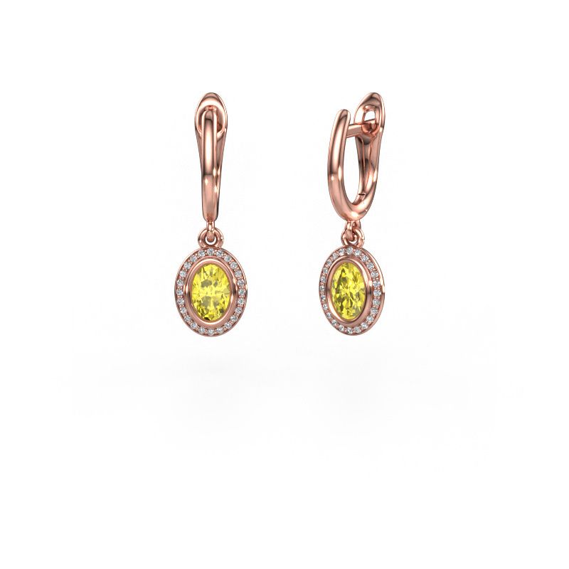 Drop earrings Noud OVL 585 rose gold yellow lab grown diamond 6x4 mm