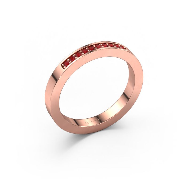 Aanschuifring Loes 3 585 rosé goud robijn 1.3 mm