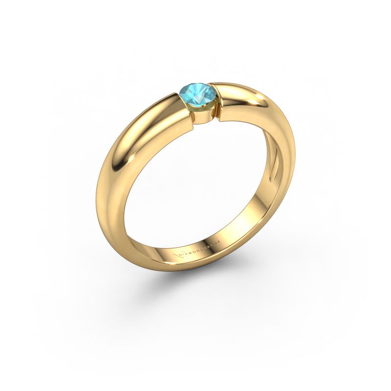 Verlobungsring Amelia 585 Gold Blau Topas 3.4 mm