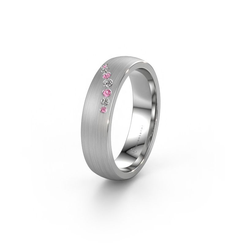 Image of Wedding ring WH0130L26BM 585 white gold pink sapphire ±6x2 mm