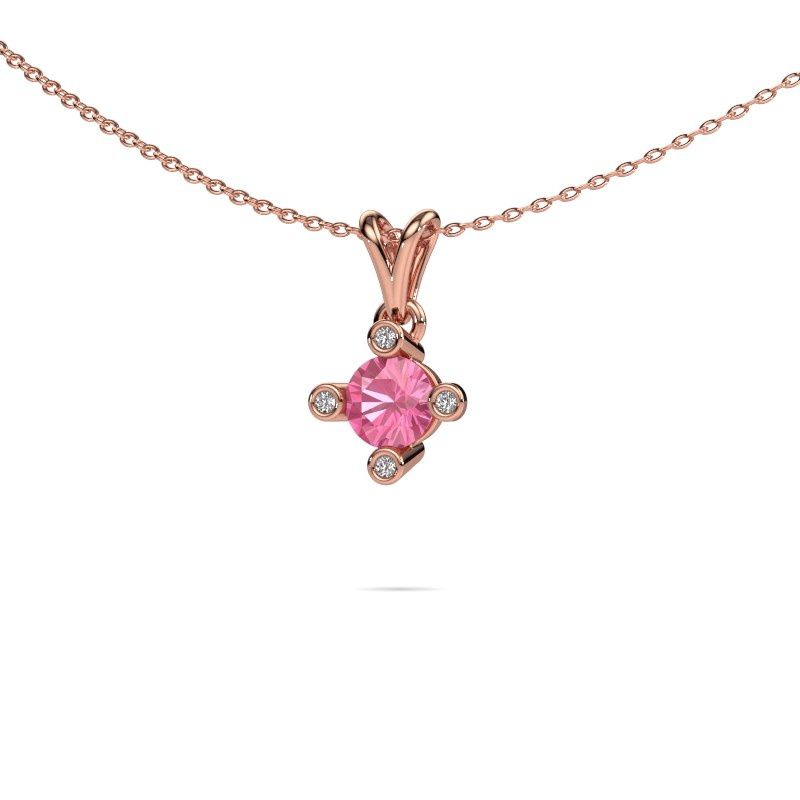 Image of Pendant Cornelia Round 585 rose gold pink sapphire 5.5 mm