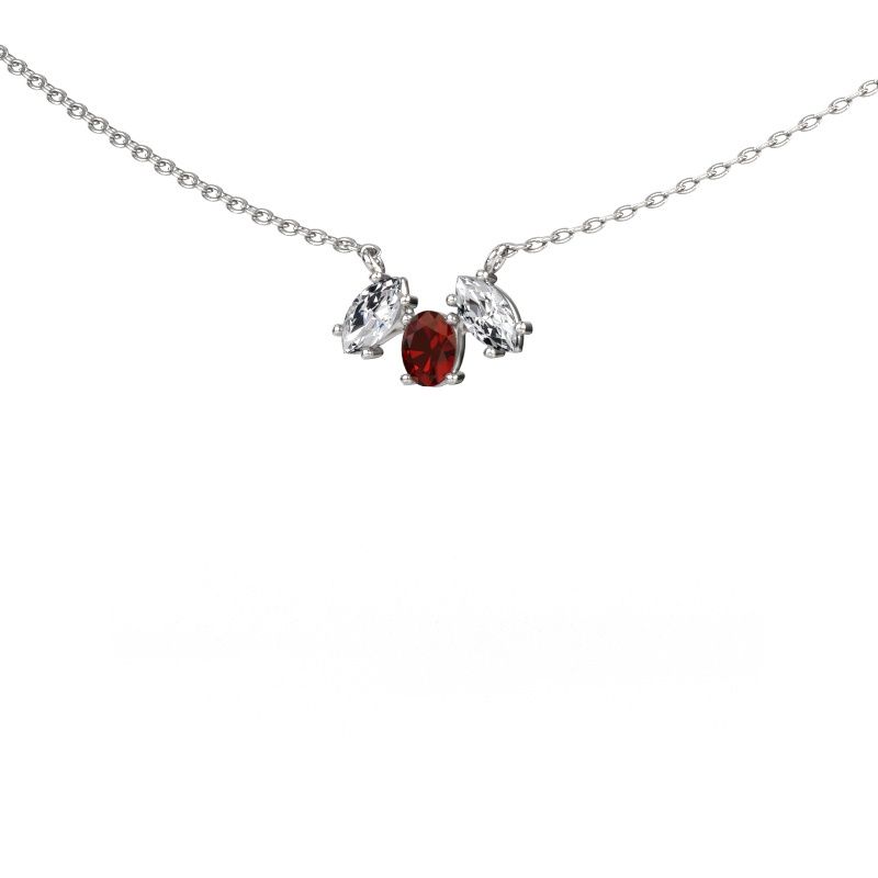 Collier Rachal 585 or blanc grenat 4x3 mm