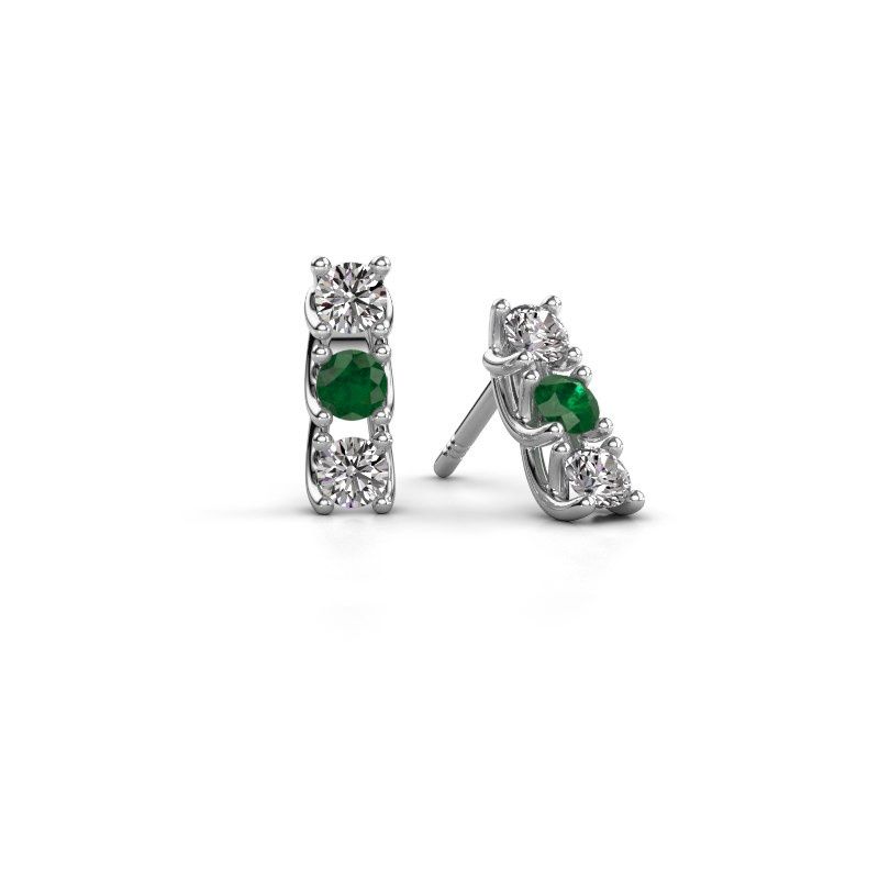 Image of Earrings Fenna 950 platinum emerald 3 mm