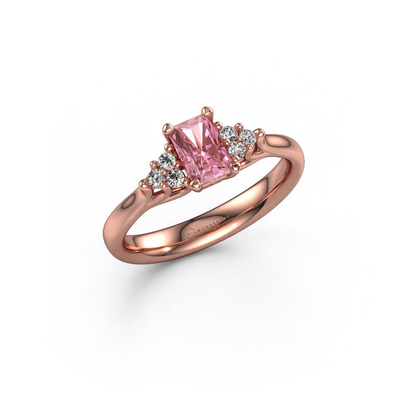 Engagement ring Monika RAD 585 rose gold pink lab grown diamond 6x4 mm