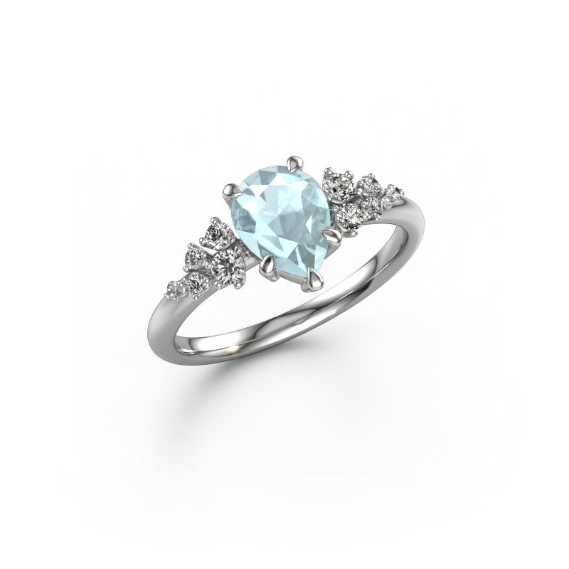 Ring Royce PER 585 Weißgold Aquamarin 8x6 mm