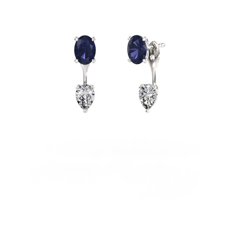 Oorhangers Kate OVL-PER 950 platina saffier 7x5 mm