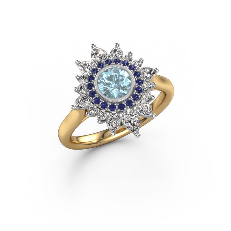 Engagement ring Tianna 585 gold blue lab grown diamond 5 mm