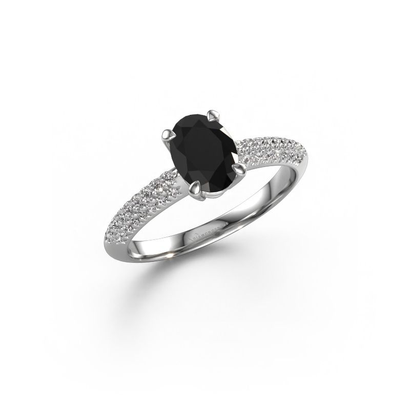 Verlovingsring Morane OVL 950 platina zwarte diamant 1.377 crt