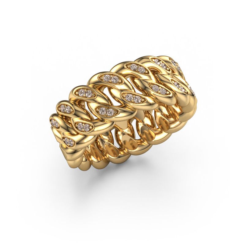 Men's ring Redouan 2 585 gold brown diamond 0.188 crt