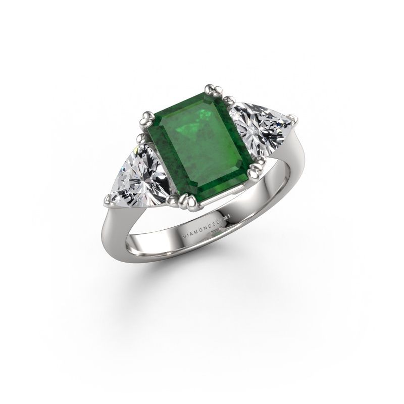 Engagement ring Paula 585 white gold emerald 9x7 mm