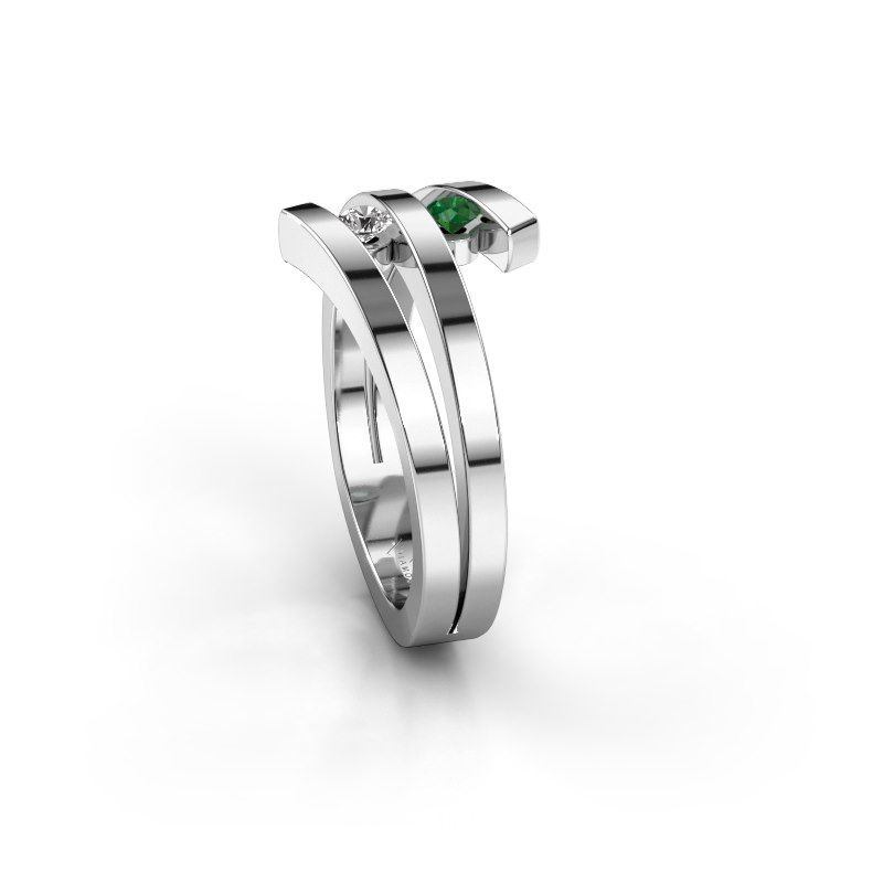 Image de Bague Synthia<br/>585 or blanc<br/>Emeraude 2.5 mm