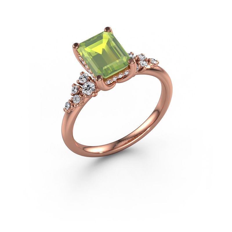 Engagement ring Emma EME 585 rose gold peridot 8x6 mm