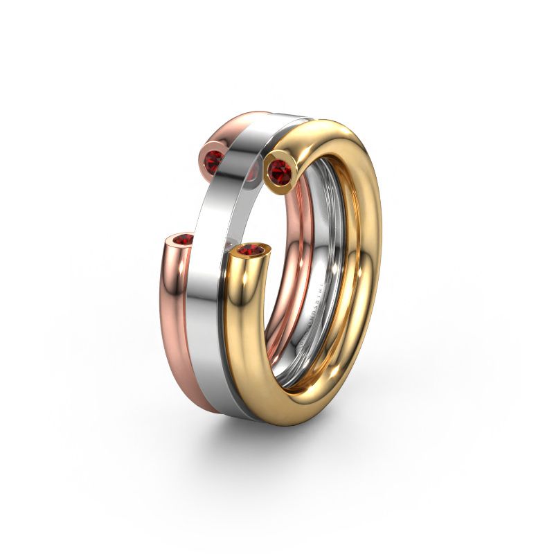 Wedding ring WH6018L 585 gold garnet ±8x3 mm
