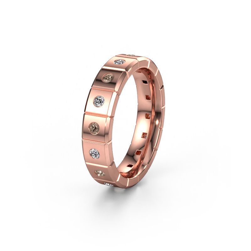 Huwelijksring WH2055L15DP 585 rosé goud bruine diamant ±5x2.4 mm