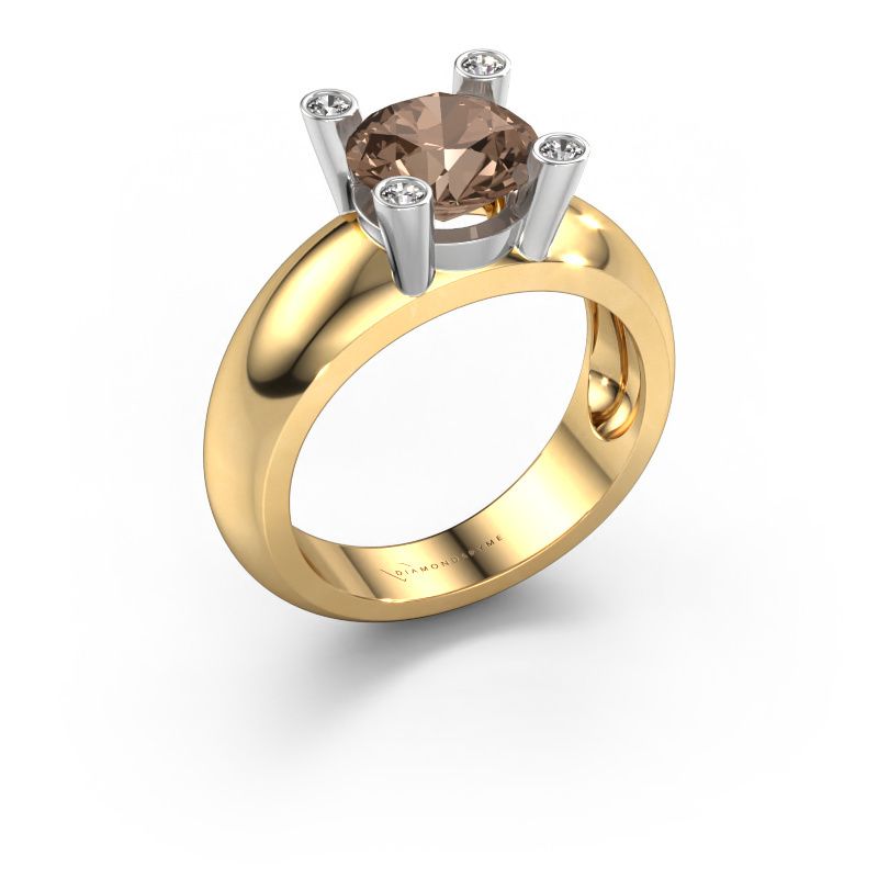 Bague Tamara RND 585 or jaune diamant brun 2.00 crt