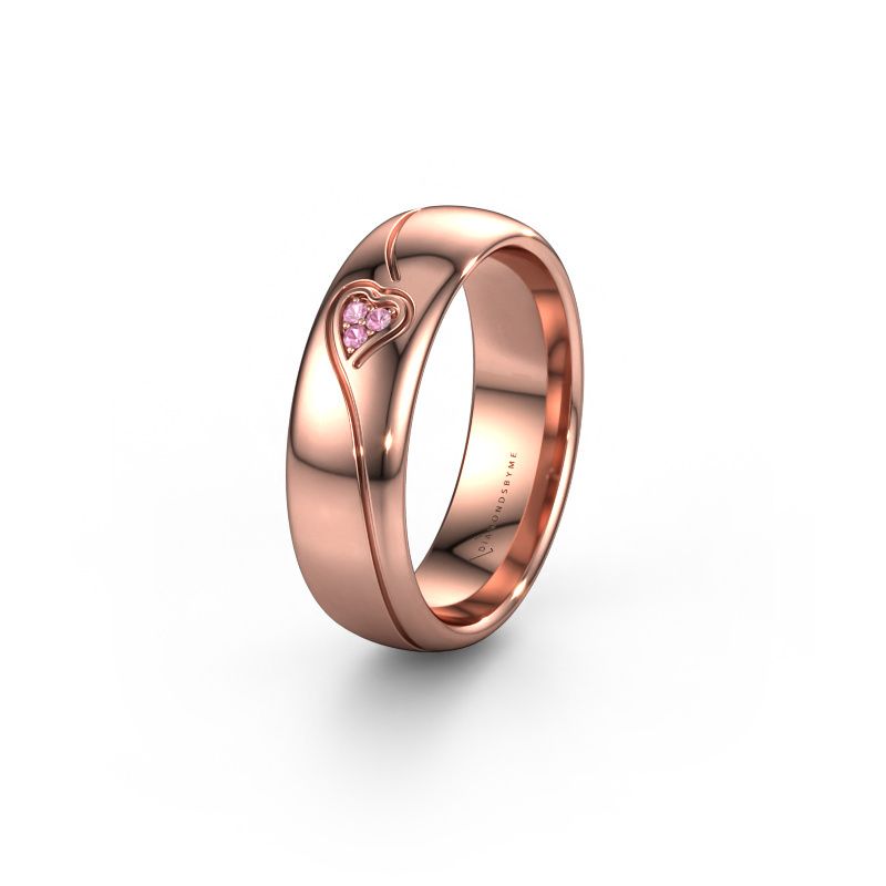 Wedding ring WH0168L36AP 585 rose gold pink sapphire ±6x1.7 mm