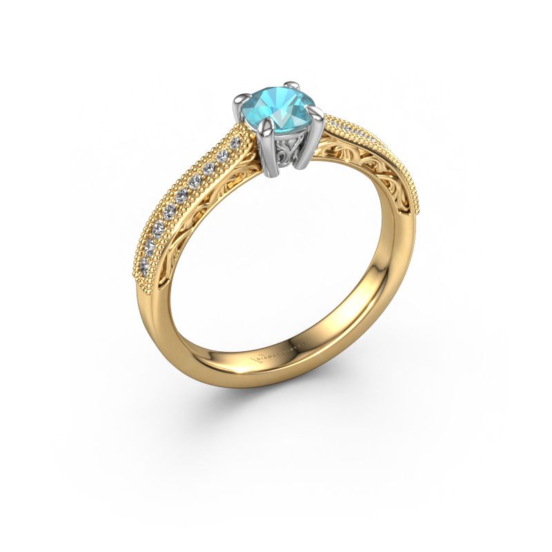 Engagement ring Shonta RND 585 gold blue topaz 4.7 mm