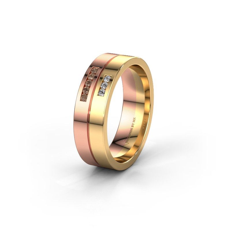 Image of Wedding ring WH0207L16AP<br/>585 rose gold ±6x1.7 mm<br/>Brown diamond