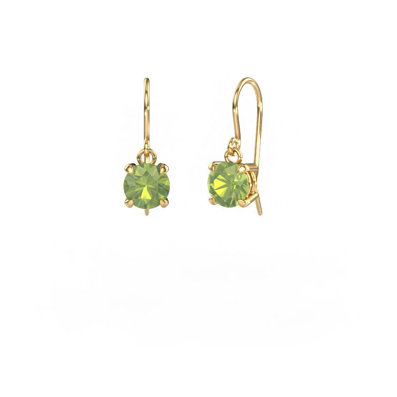 Drop earrings Laurie RND 1 585 gold peridot 6 mm