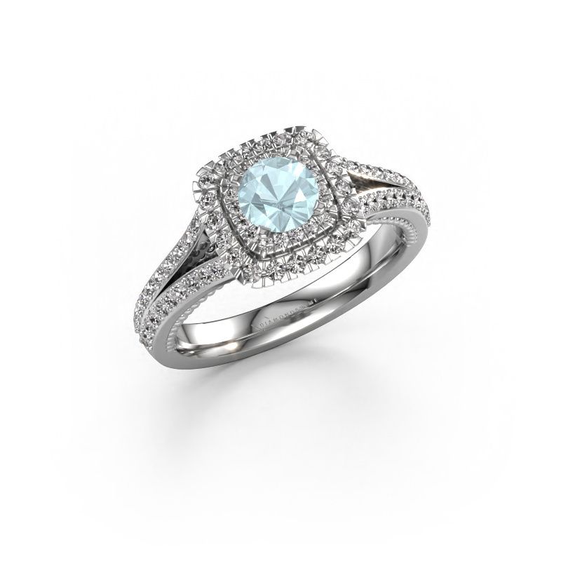 Engagement ring Annette 585 white gold aquamarine 5 mm