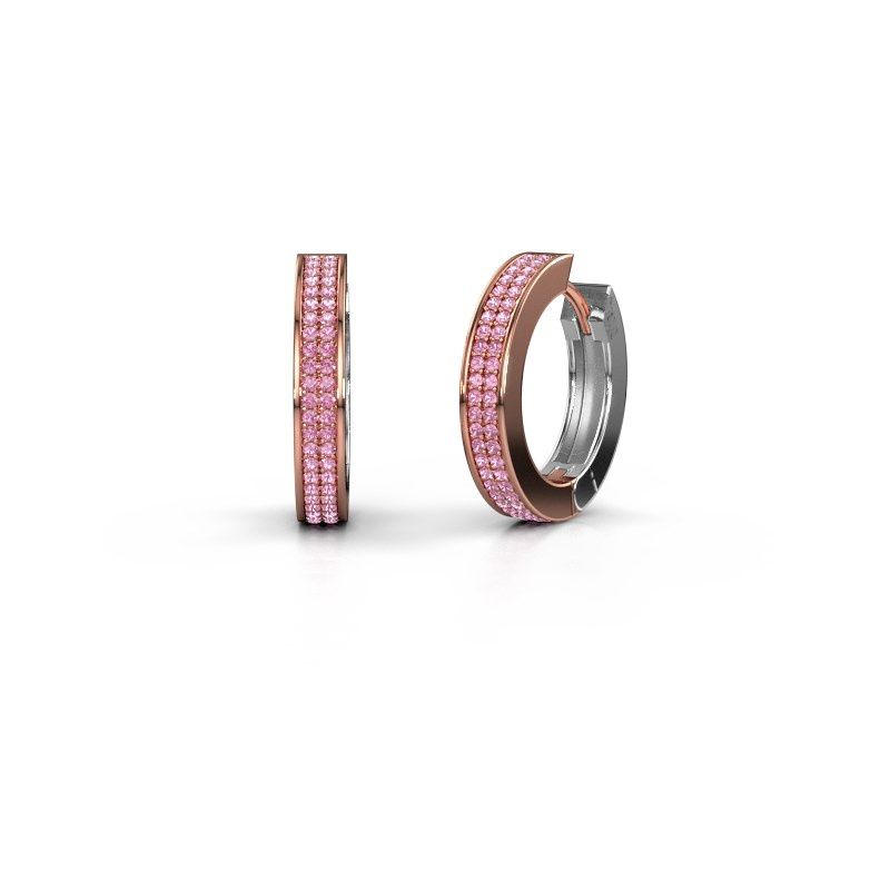 Image of Hoop earrings Renee 5 12 mm 585 rose gold pink sapphire 1 mm