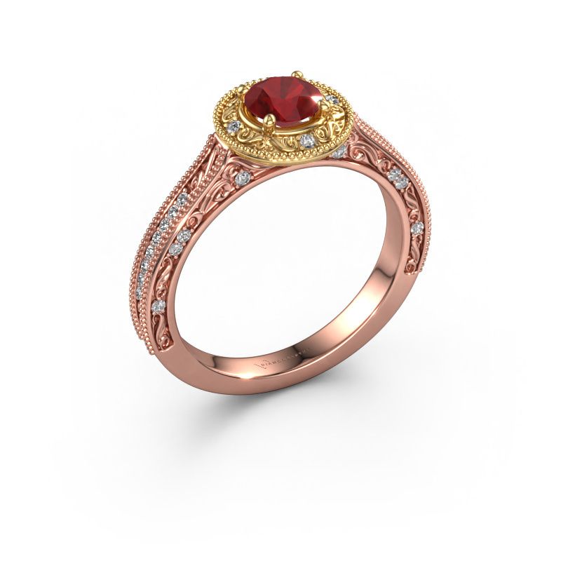 Engagement ring Alice RND 585 rose gold ruby 5 mm