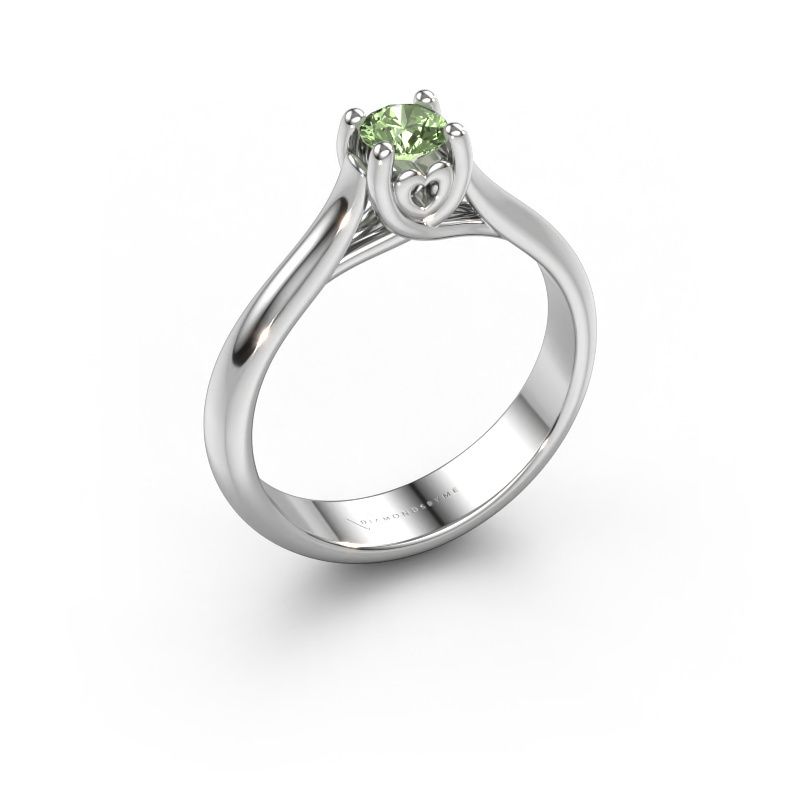 Engagement ring Nisa 950 platinum green lab grown diamond 4.2 mm