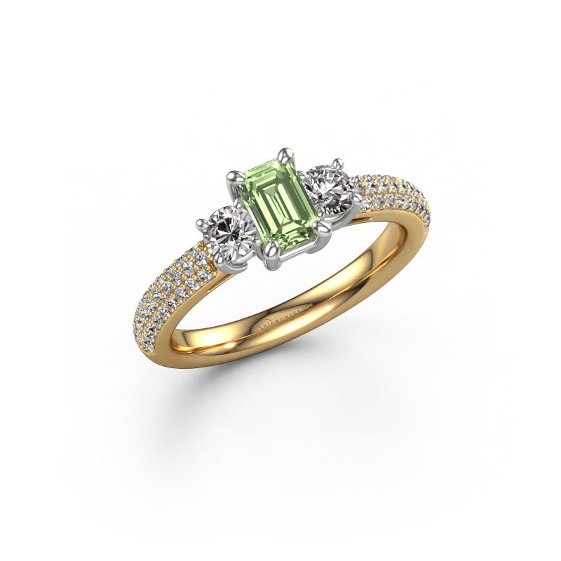 Engagement ring Marielle EME 585 gold green lab grown diamond 6x4 mm