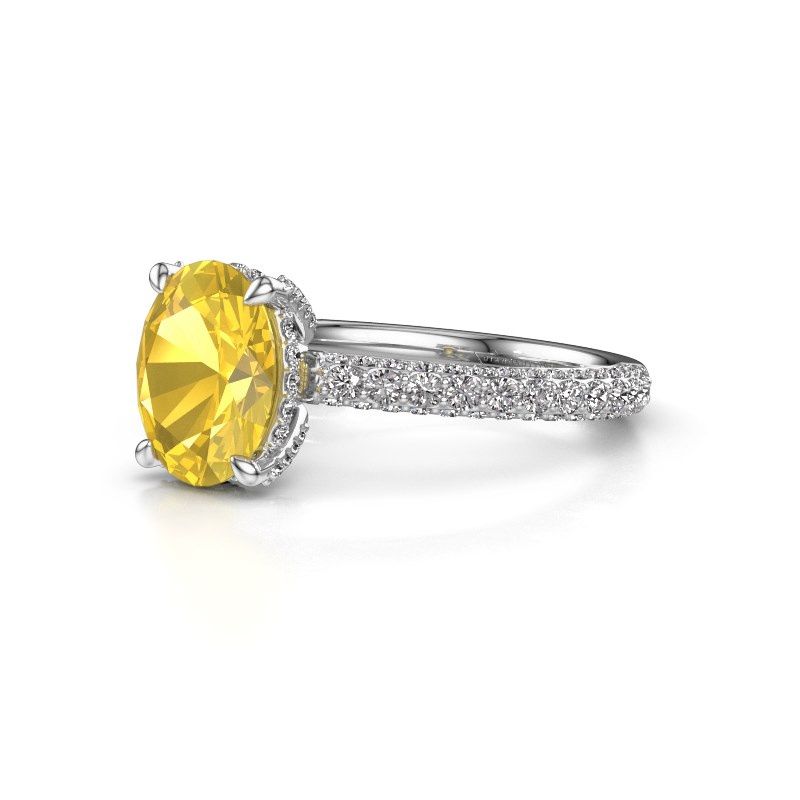 Image of Engagement ring saskia 2 ovl<br/>585 white gold<br/>Yellow sapphire 9x7 mm
