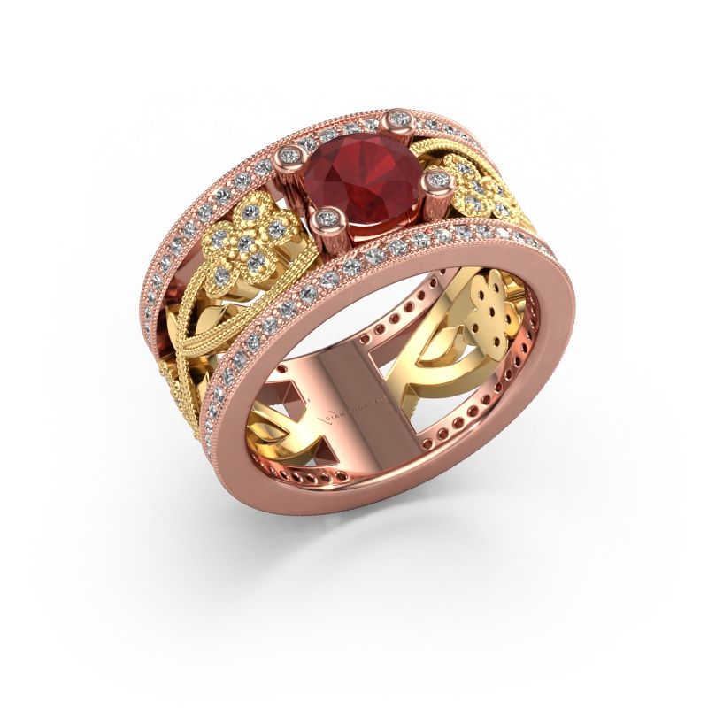 Bague Severine 585 or rose rubis 6 mm
