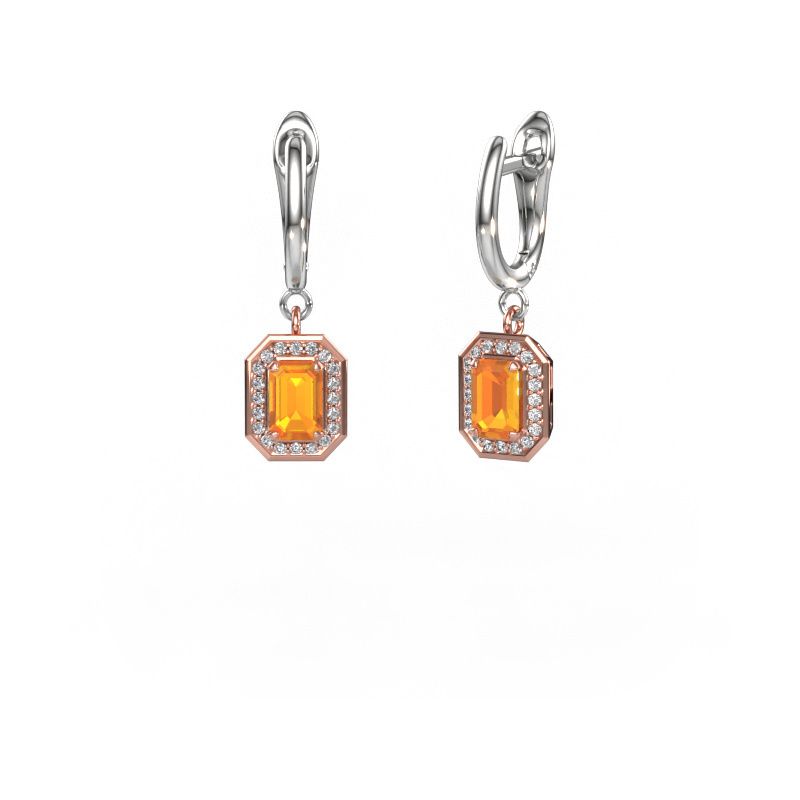 Pendants d'oreilles Dodie 1 585 or rose citrine 6x4 mm