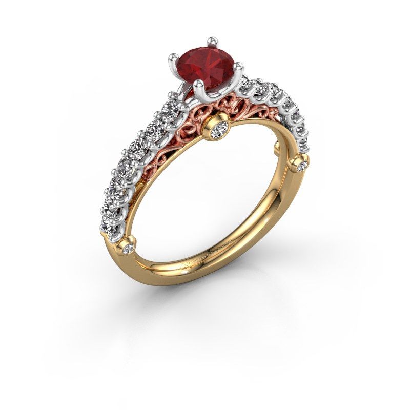 Afbeelding van Verlovingsring Shaunda<br/>585 goud<br/>Robijn 6.5 mm
