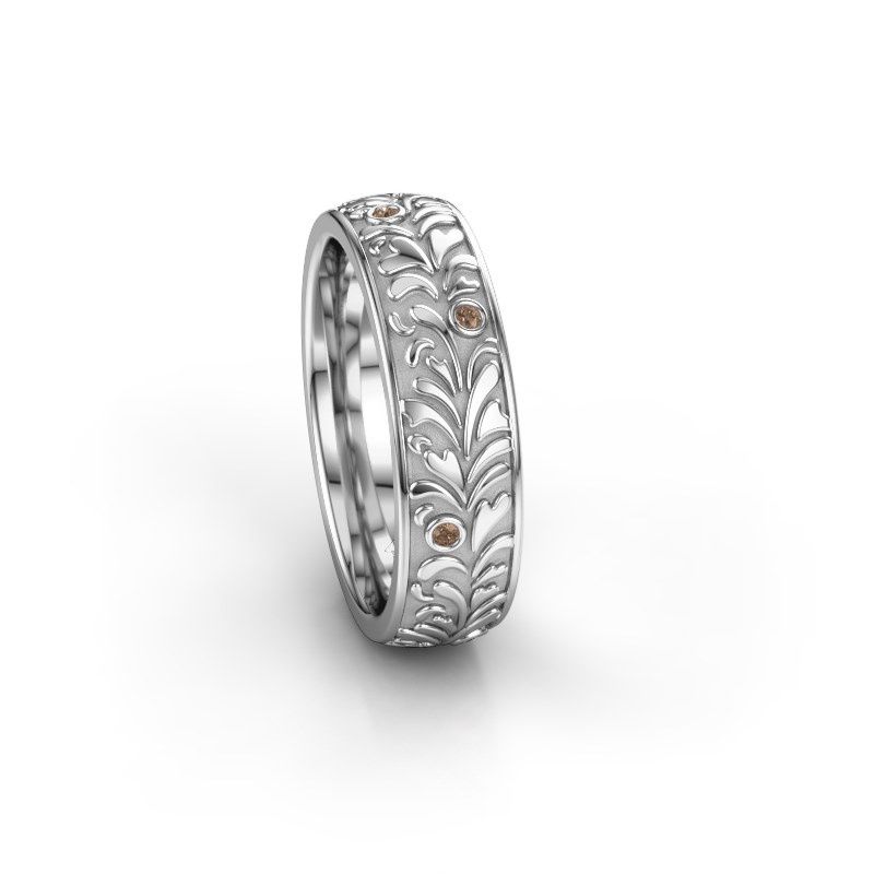 Afbeelding van Trouwring WH2074L26D 585 witgoud bruine diamant ±6x2.4 mm