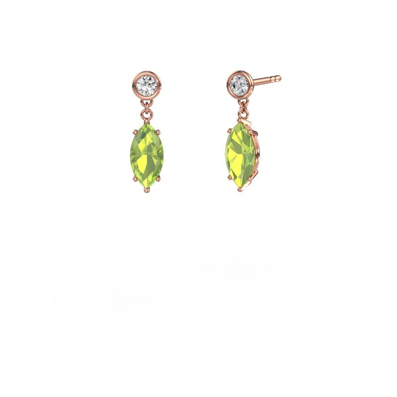 Pendants d'oreilles Lacey MRQ 585 or rose péridot 10x5 mm