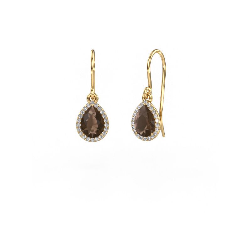 Drop earrings Seline per 585 gold smokey quartz 7x5 mm