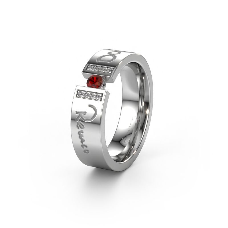 Wedding ring WH2094L16C 950 platinum ±6x2.2 mm garnet