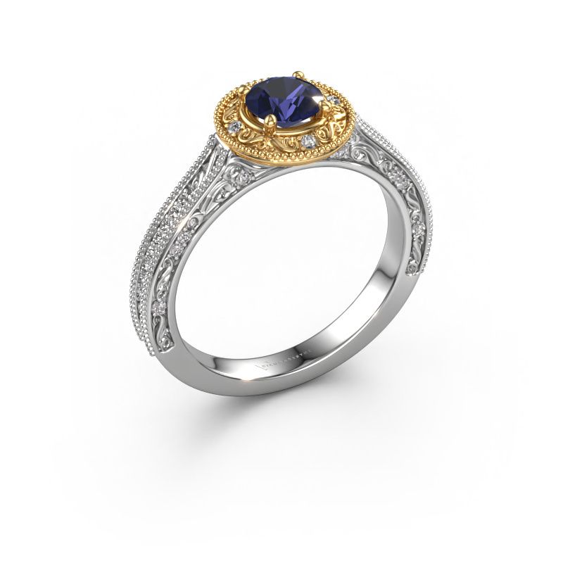 Bague de fiançailles Alice RND 585 or blanc saphir 5 mm