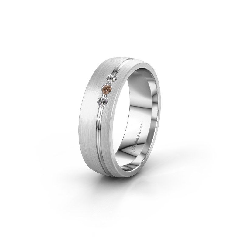 Image of Wedding ring WH0322L25AM<br/>950 platinum ±6x1.7 mm<br/>Brown diamond