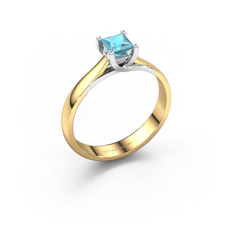 Engagement ring Mia Square 585 gold blue topaz 4 mm