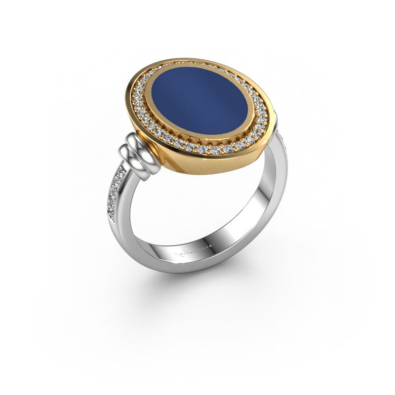 Men's ring Servie 3 585 white gold lapis 14x10 mm