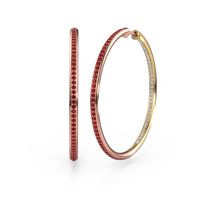 Hoop earrings Sina 35mm 585 rose gold ruby 1.1 mm